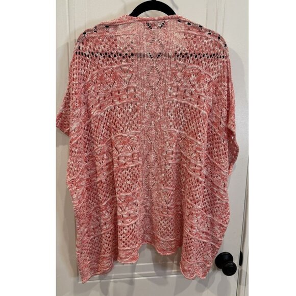 EUC Lightweight Pink & White Short-Sleeve Cardigan Sweater is2 - Picture 2 of 7